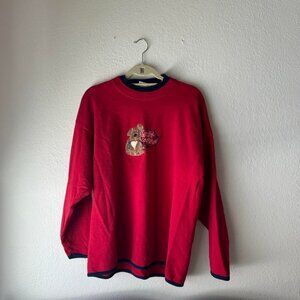 Vintage Grandma Red Crewneck Sweatshirt Dog Faithful Companion Retro 90s